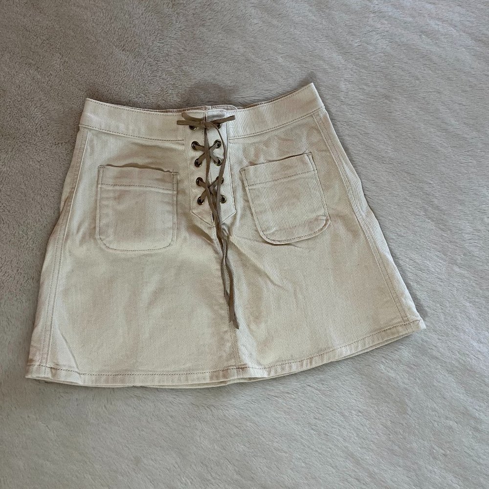 Express Denim Lace-up Mini Skirt